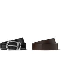 Montblanc Set Of Two 3cm Black And Brown Leather Belts