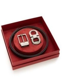 Salvatore Ferragamo Shiny Lux Adjustable Reversible Leather Belt Gift Set