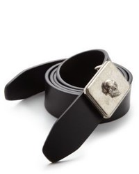Alexander McQueen Skull Buckle Leather Belt