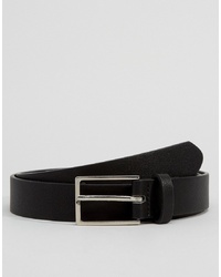 ASOS DESIGN Smart Faux Leather Slim Belt In Black