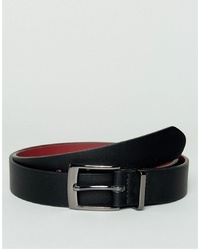 ASOS DESIGN Smart Faux Leather Slim Belt In Black With Metal Keeper