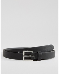 ASOS DESIGN Smart Faux Leather Super Skinny Belt In Black