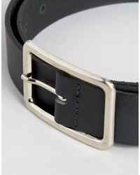 Asos Smart Leather Belt In Black With Square Buckle