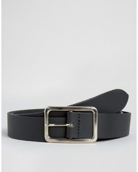 Asos Smart Leather Belt In Black With Square Buckle