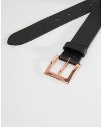 Asos Smart Leather Belt With Rose Gold Buckle