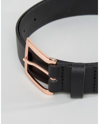 Asos Smart Leather Belt With Rose Gold Buckle