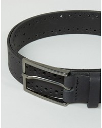 Asos Smart Slim Leather Belt In Black With Brogue Detail