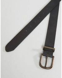 Asos Smart Slim Leather Belt With Copper Keeper In Black