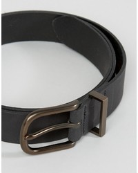 Asos Smart Slim Leather Belt With Copper Keeper In Black