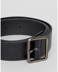 Asos Smart Slim Leather Belt With Square Buckle In Black