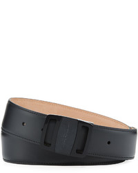 Salvatore Ferragamo Tonal Leather Buckle Belt Black