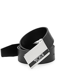 Tumi Reversible Logo Plaque Buckle Leather Belt