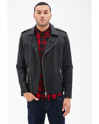 21men 21 Quilted Faux Leather Moto Jacket