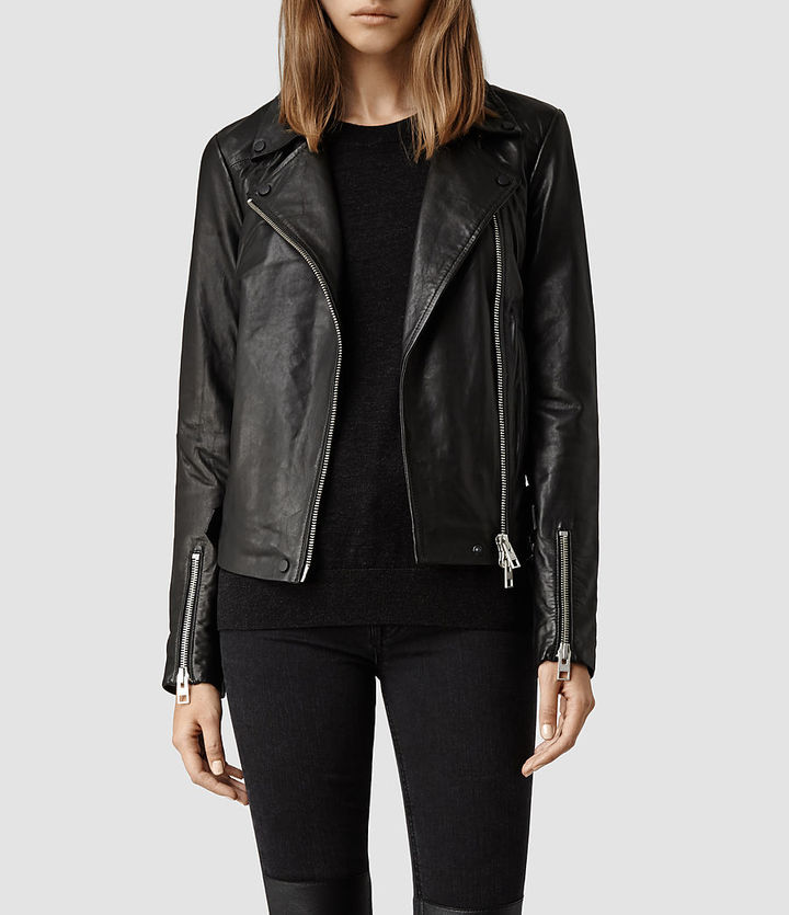 AllSaints Ayers Leather Biker Jacket, $650 | AllSaints | Lookastic