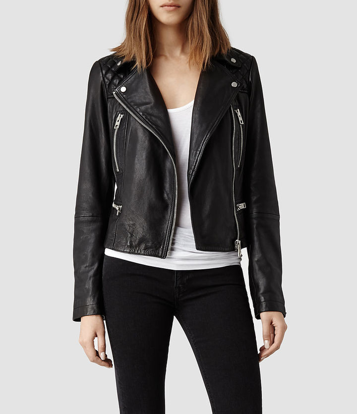 AllSaints Bleeker Leather Biker Jacket, $595 | AllSaints | Lookastic
