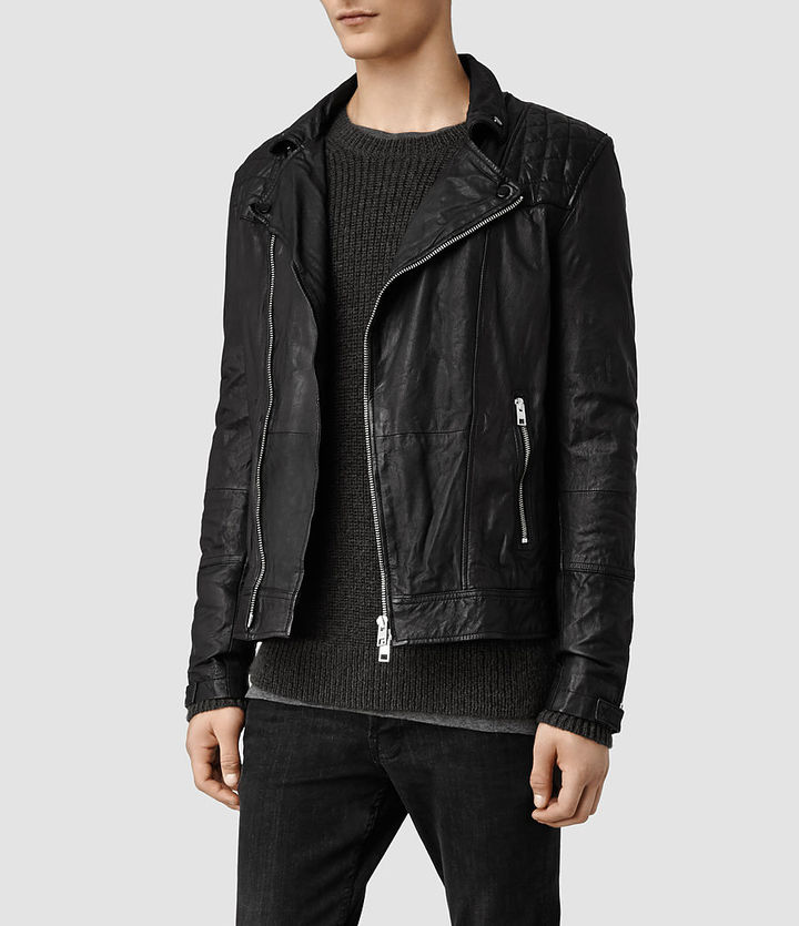 AllSaints Kushiro Leather Biker Jacket, $560 | AllSaints | Lookastic