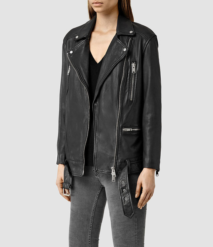 AllSaints Laurel Leather Biker Jacket, $740 | AllSaints | Lookastic