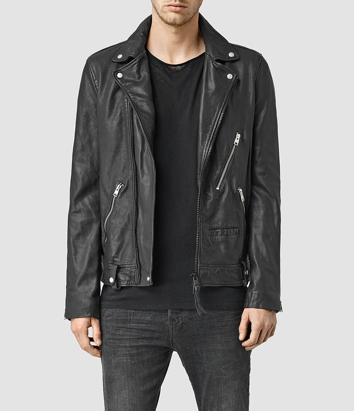 AllSaints Muir Leather Biker Jacket, $670 | AllSaints | Lookastic