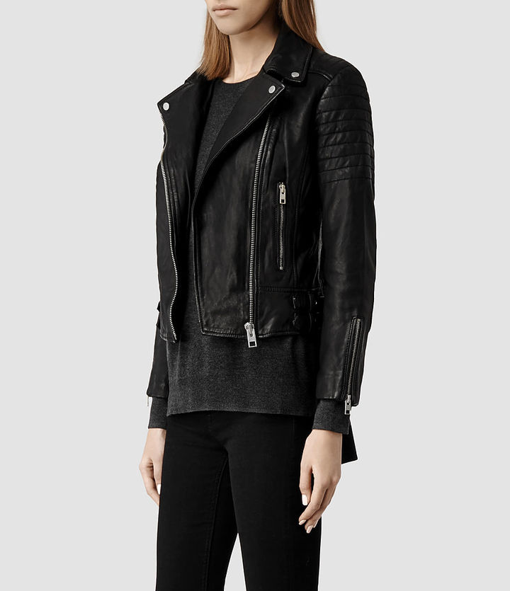 AllSaints Papin Leather Biker Jacket, $670 | AllSaints | Lookastic