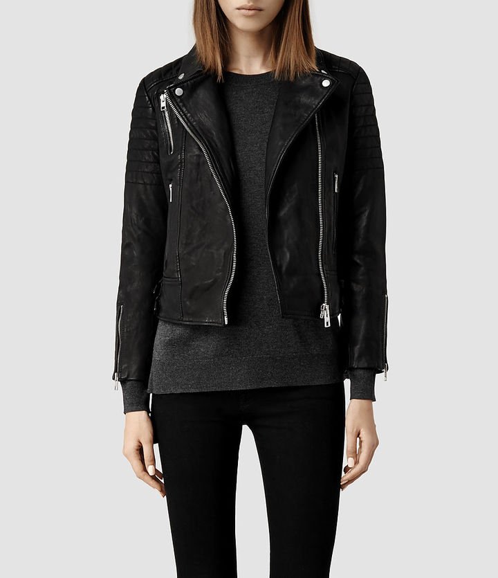 AllSaints Papin Leather Biker Jacket, $670 | AllSaints | Lookastic