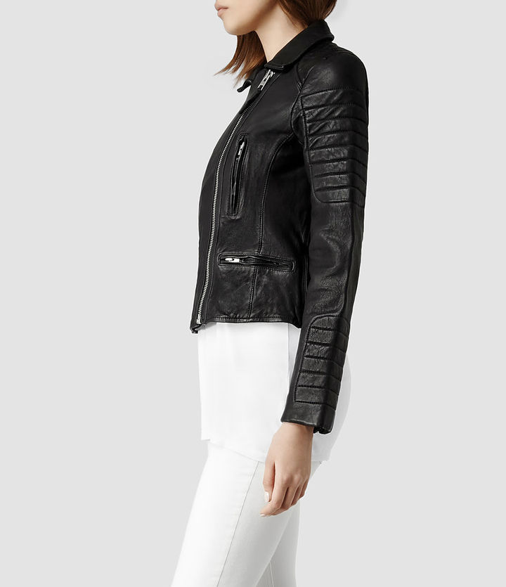 AllSaints Pitch Leather Biker Jacket, $725 | AllSaints | Lookastic