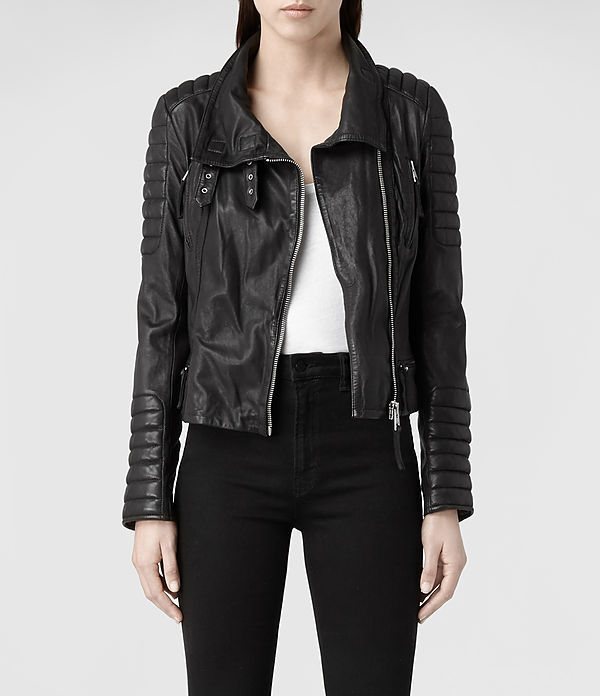 AllSaints Steine Leather Biker Jacket, $595 | AllSaints | Lookastic.com