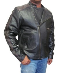 Amerileather Dual Leather Stripe Motorcycle Jacket