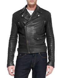 Andrew Marc x Richard Chai Phoenix Asymmetrical Leather Moto Jacket Black