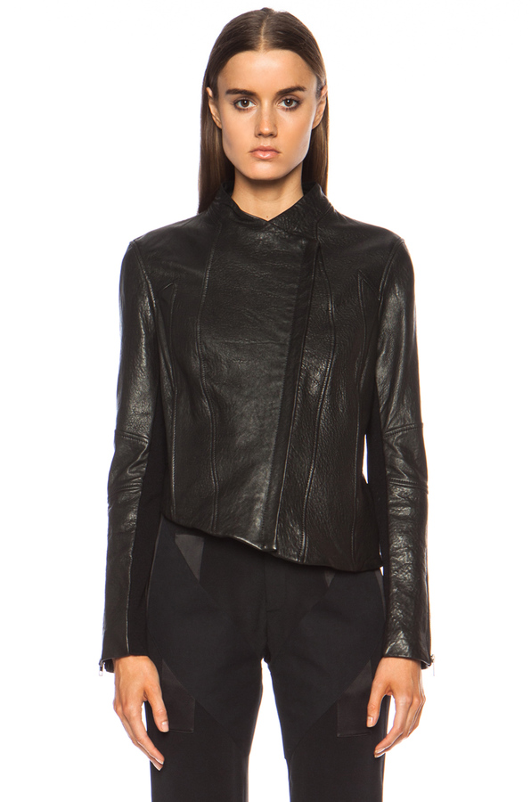 Helmut Lang Asymmetric Blistered Leather Jacket, $1,390 | Forward By ...