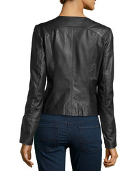 Bagatelle Asymmetric Leather Biker Jacket Black