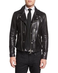 Tom Ford Asymmetric Leather Biker Jacket Black