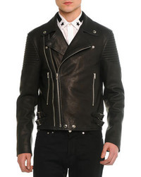 Givenchy Asymmetric Leather Moto Jacket Black
