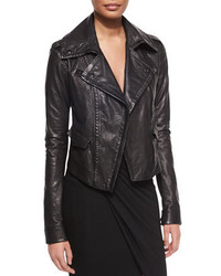 Donna Karan Asymmetric Leather Moto Jacket