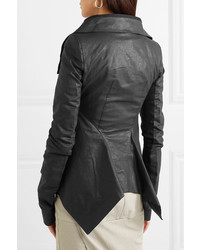 Rick Owens Asymmetric Wool Paneled Coated Linen And Cotton Blend Biker Jacket