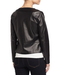 Max Studio Asymmetric Zip Faux Leather Jacket Black