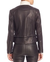 Set Asymmetric Zip Front Leather Moto Jacket