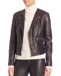Set Asymmetric Zip Front Leather Moto Jacket