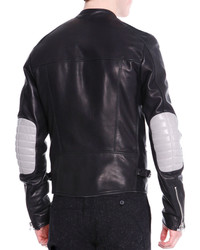 Lanvin Asymmetric Zip Leather Moto Jacket Black