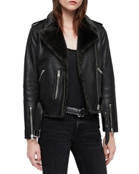AllSaints Balfern Lux Leather Biker Jacket With Faux