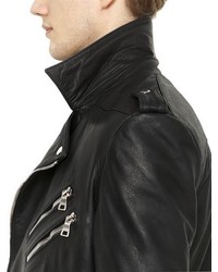 Balmain Leather Moto Jacket With Knit Inserts