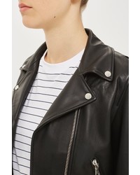 Boutique Belted Leather Biker Jacket