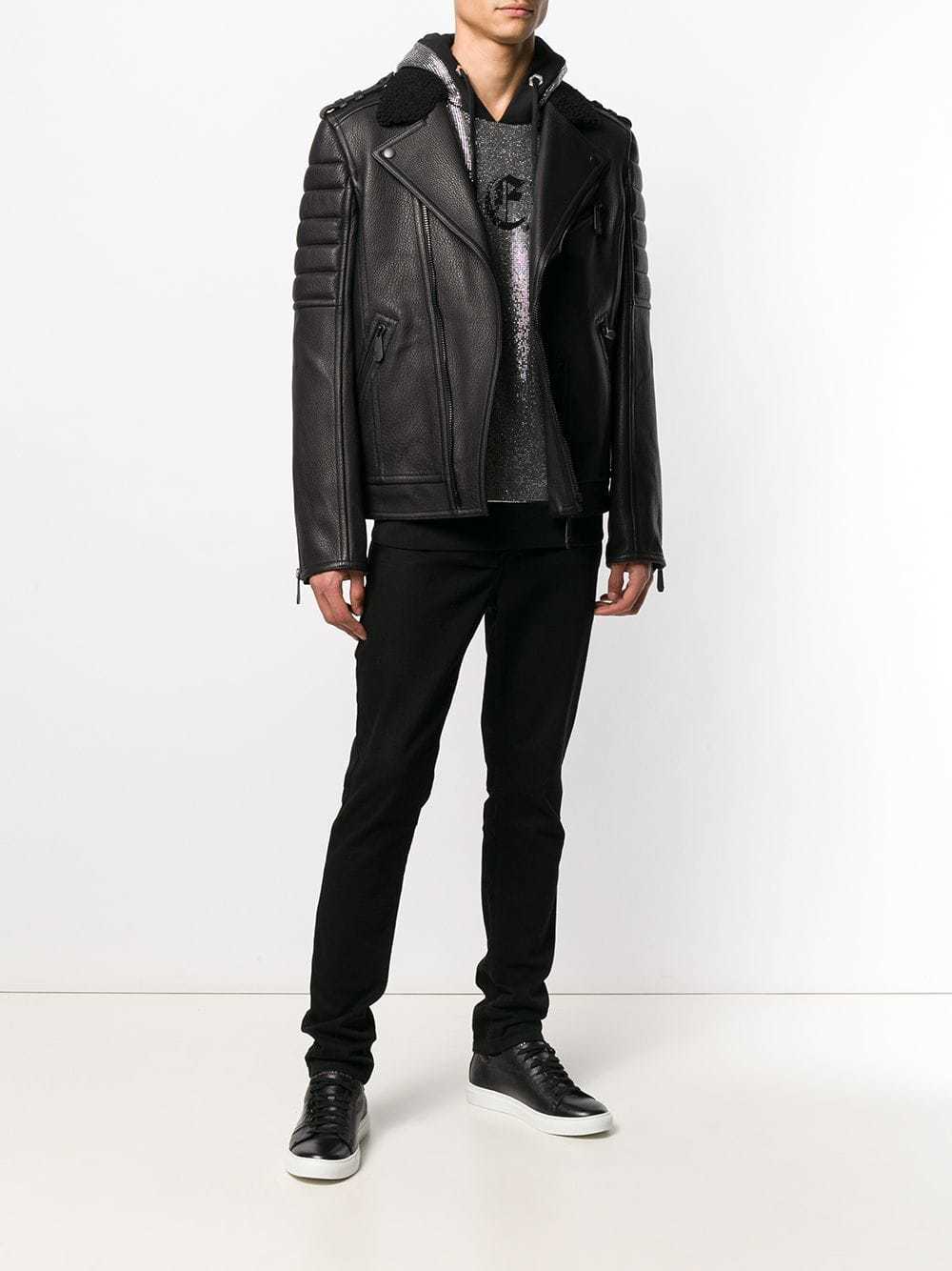 Philipp Plein Biker Jacket With Shearling Collar, $3,377 | farfetch.com ...