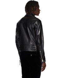 Tom Ford Black Asymmetric Biker Leather Jacket