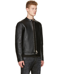 DSQUARED2 Black Bonded Leather Biker Jacket