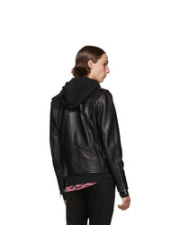 Saint Laurent Black Classic Leather Motorcycle Jacket