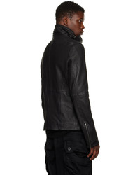 Julius Black Cowl Neck Leather Jacket