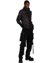 Julius Black Cowl Neck Leather Jacket