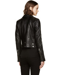 BLK DNM Black Cropped Biker 1 Leather Jacket