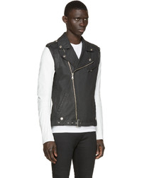 Pierre Balmain Black Denim And Leather Biker Jacket