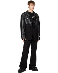 Feng Chen Wang Black Detachable Faux Leather Jacket